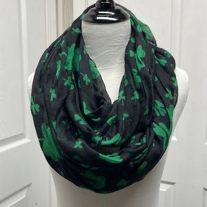 St Patrick’s Day Black Green Shamrock Infinity Scarf